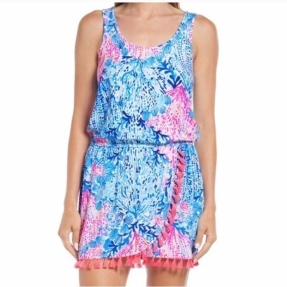 Lilly Pulitzer Jarrett Fringe Romper in Resort White Sway With Me s new nwt